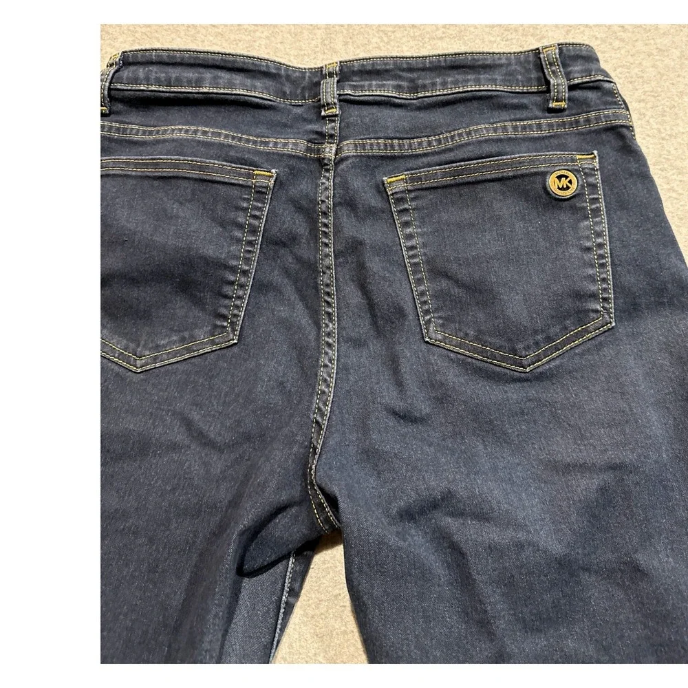 Michael Kors Izzy Skinny Jeans Womens Dark Blue Stretch Denim Size 12 33x28.5